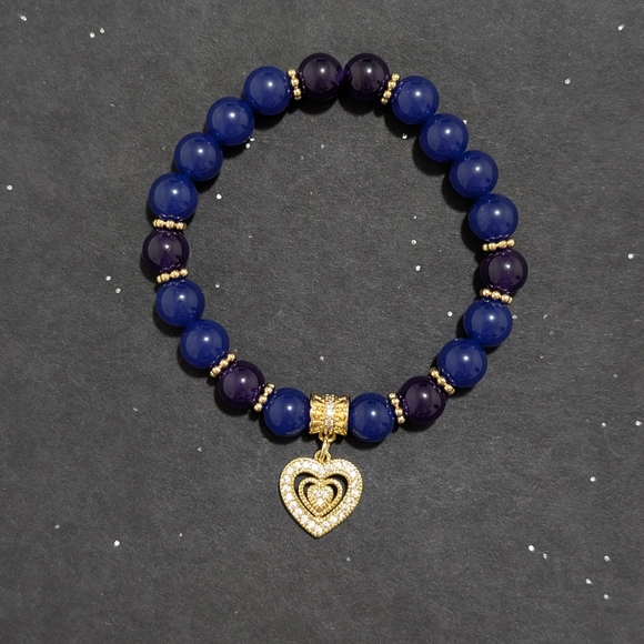 Chalcedony/Jade Bracelet With Cubic Zirconia Charm - Picture 5 of 6